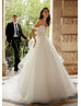 Off Shoulder Beaded Ivory Lace Tulle Dreamy Wedding Dress